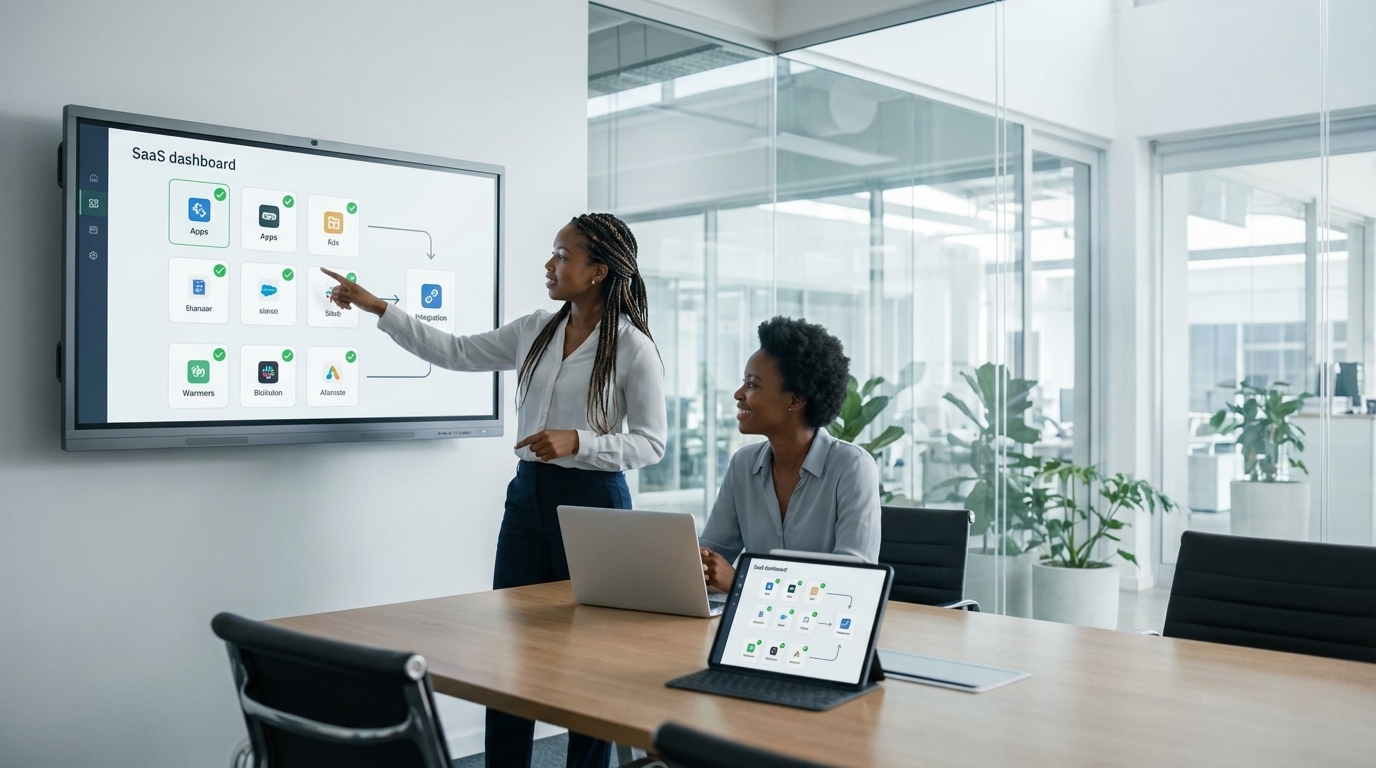 IT professionals demonstrating SaaS dashboard and integration workflows